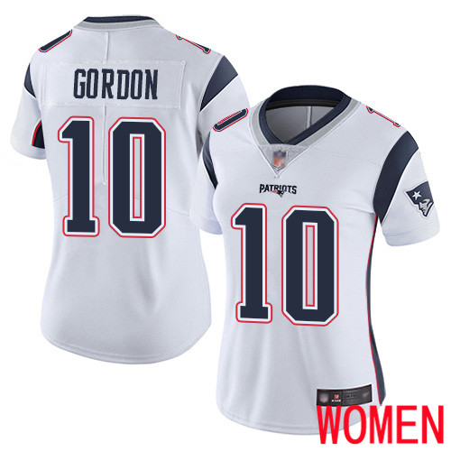 New England Patriots Football 10 Vapor Untouchable Limited White Women Josh Gordon Road NFL Jersey